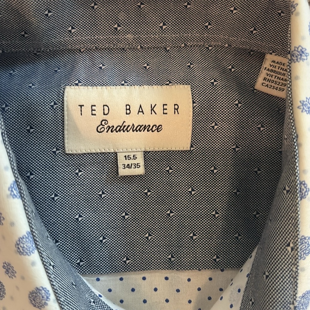 Ted Baker Endurance White and Blue Geometric Shirt - Picture 3 of 6